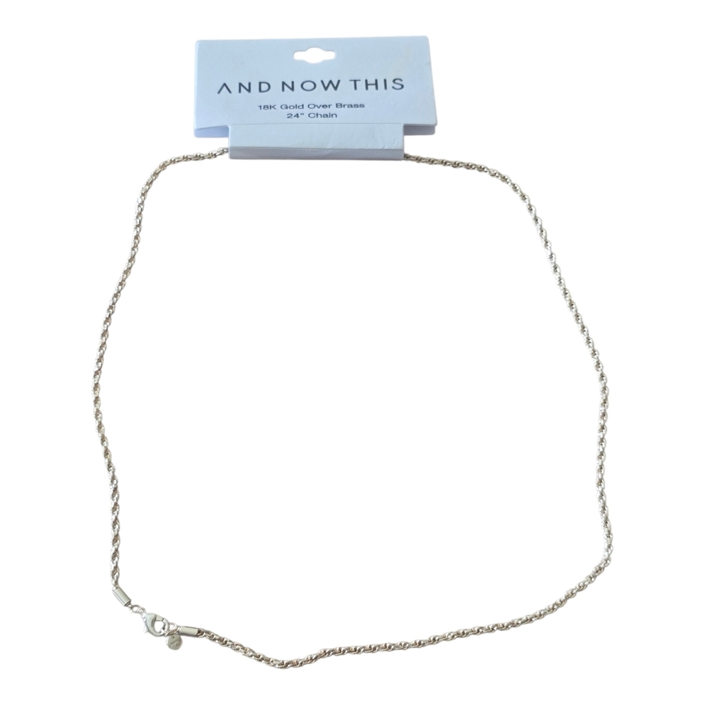 And Now This Women Chunky  Chain Necklace 18k Gold Over Brass New 24inches